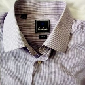 David Donohue Lavender Mini Check Pattern Dress Shirt